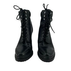 BCBGeneration Black Leather BG-Maude Block Heel Platform Boots Size 10 Women’s